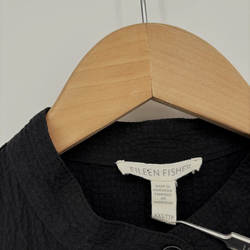 Eileen Fisher Organic Cotton Pucker Shirt Jacket XXS Mandarin Collar Lagenlook - Picture 6 of 8